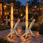 2 Piece Outdoor Pellet Heater, ENYOPRO Smokeless Wood Pellet Patio Stove with Viewing Window and Ash Tray, Portable 430 Stainless Steel Fire Pit for Backyard, Porch, Garden and Camping