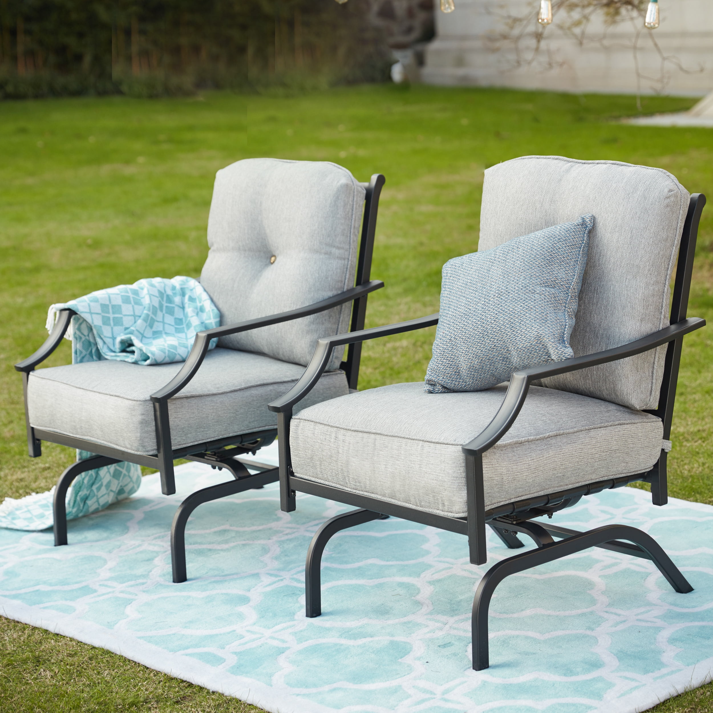 2 Piece Outdoor Rocking Motion Chair Set Walmart