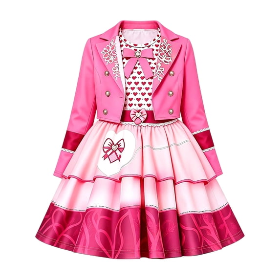 2-Piece Outerwear and Skirt Set Hot Pink Wonderland Costume for Halloween Party Fancy Dress Up Set Movie Character Outfits 110