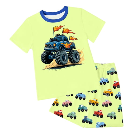 2-Piece Outfit Boys Clothes Set Lounge Set Summer Casual Outfit 2-Piece Shorts Set Matching Set Relaxed Fit Summer Daily Play Clothes 2T-12T