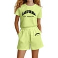 thumbnail image 1 of 2-Piece Outfit Girls Sports Top with Sports Trousers Short Activewear Casual Clothes​ 6-7 Years #Light Green, 1 of 4