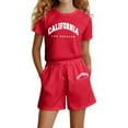 thumbnail image 1 of 2-Piece Outfit Girls Sports Top with Sports Trousers Short Activewear Casual Clothes​ 7-8 Years #Red, 1 of 4