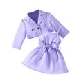 thumbnail image 1 of 2 Piece Outfit Toddler Baby Girl Crop Blazer Jacket Tie Knot Ruffle Dress Preppy Formal Kids Clothing Set 6M-3Y, Purple, 9 Months, 1 of 1