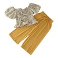 thumbnail image 1 of 2 Piece Outfit Toddler Girls Sleeveless Kids Floral Prints Top Outfits Set Pants Girls Outfits Set,Yellow Sizes 18-24 Months, 1 of 2