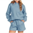 thumbnail image 1 of 2 Piece Outfit Women Oversized Hoodie Sweatshirt Shorts Lounge Sweat Set Sweatsuit Tracksuit Trendy Casual Sportswear (L, Light Blue), 1 of 4