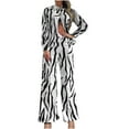 thumbnail image 1 of 2 Piece Outfit for Women Fall Trendy Printed Open Front Long Sleeved Tops and Wide Leg Pants Casual Loose Set,Black 2,S, 1 of 6