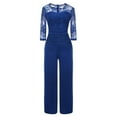 thumbnail image 1 of 2 Piece Outfit for Women Lace Jumpsuit Three Quarter Sleeve Party And Evening Casual Jumpsuit Blue L, 1 of 5