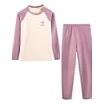 thumbnail image 1 of 2 Piece Outfits Boys Girls Cotton Thermal Underwear Sets Color Block Long Sleeve Raglan Top and Pant Soft Homewear, 14 Years Purple, 1 of 4