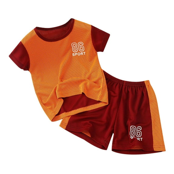 2 Piece Outfits For Boys Toddler Short Sleeve Suit Summer Quick Drying Sports Suit Girls Basketball T Shirt + Shorts Football Suit Sets Clothes Set,Size 3-4 Years
