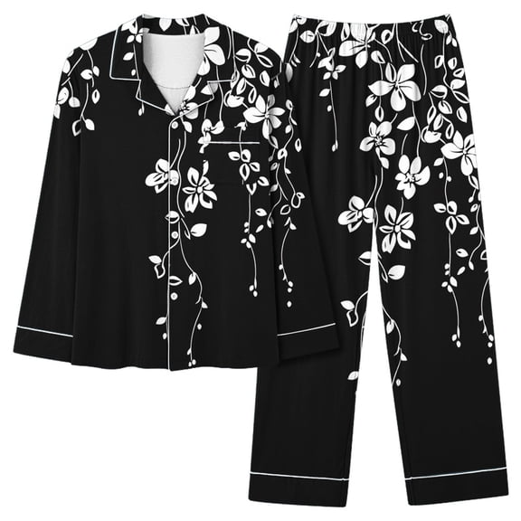 2 Piece Outfits Fall Women Linen Two Piece Set Women Beach Women Casual Printed Long Sleeved Casual Pants Pajama Set Long Sleeved Lapel Set my items ordered