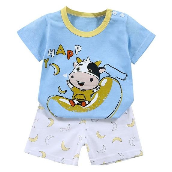 2 Piece Outfits For Boys Toddler Summer Girls Short Sleeved T Shirt Set Infant Girls Short Sleeved Shorts Set Clothes Set,Size 3-4 Years