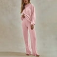 thumbnail image 1 of 2 Piece Outfits For Women Long Sleeve Loose Hooded Casual Set Long Sleeve Round Neck Top/Shirt Set Up to 65% off, 1 of 6