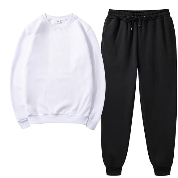 2 Piece Outfits For Women Sweatshirts Sets Loose Solid Casual Sports Crew Neck Long Sleeve Pullover Fall White Jogger Sweat Pants Set S-3XL
