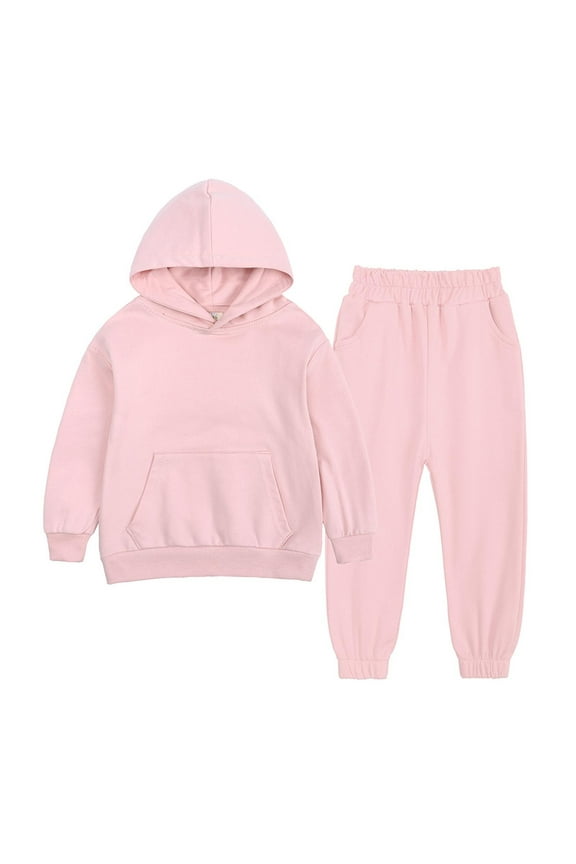 2 Piece Outfits Set Hoodie Long pant for Child Toddler Kid's Tracksuits 2 Piece Hoodie Tracksuit Set Activewear Solid Sweatshirt Sweatpant Sports Set For Boys Girls Sweatsuit on Clearance