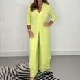 thumbnail image 1 of 2 Piece Outfits Sets For Women Fashion Long Sleeve Suit Set V-Neck Solid Color Long Pants Sexy Sets Up to 65% off, 1 of 7
