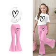 thumbnail image 1 of 2 Piece Outfits Sets Girls Short Sleeve Heart T-Shirt Top and Flared Pants Set Girl Spring Clothes Cute Girls Outfits 7-8 Years, 1 of 5