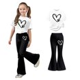 thumbnail image 1 of 2 Piece Outfits Sets Girls Short Sleeve Heart T-Shirt Top and Flared Pants Set Girls Spring Clothes Clothing for Girls 9-10 Years, 1 of 4