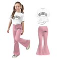thumbnail image 1 of 2 Piece Outfits Sets Girls Short Sleeve Letter Print T-Shirt Top and Flared Pants Set Spring Clothes Preppy Clothes for Girls 7-8 Years, 1 of 5