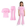 thumbnail image 1 of 2 Piece Outfits Sets Girls Short Sleeve Letter Print T-Shirt Top and Flared Pants Sets Girls Spring Outfits Cute Outfits for Girls 10-11 Years, 1 of 3