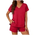 thumbnail image 1 of 2 Piece Outfits Summer,Lounge Sets for Women 2 Piece Short Sleeve Pajamas Short Sets with Pockets Spring Casual Outfits Beach Vacation Clothes, 1 of 6