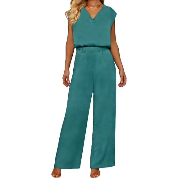 2 Piece Outfits Summer,Women 2 Piece Outfits Tank Top & Palazzo Pants 2026 Summer Lounge Matching Sets Travel Vacation Beach Clothing