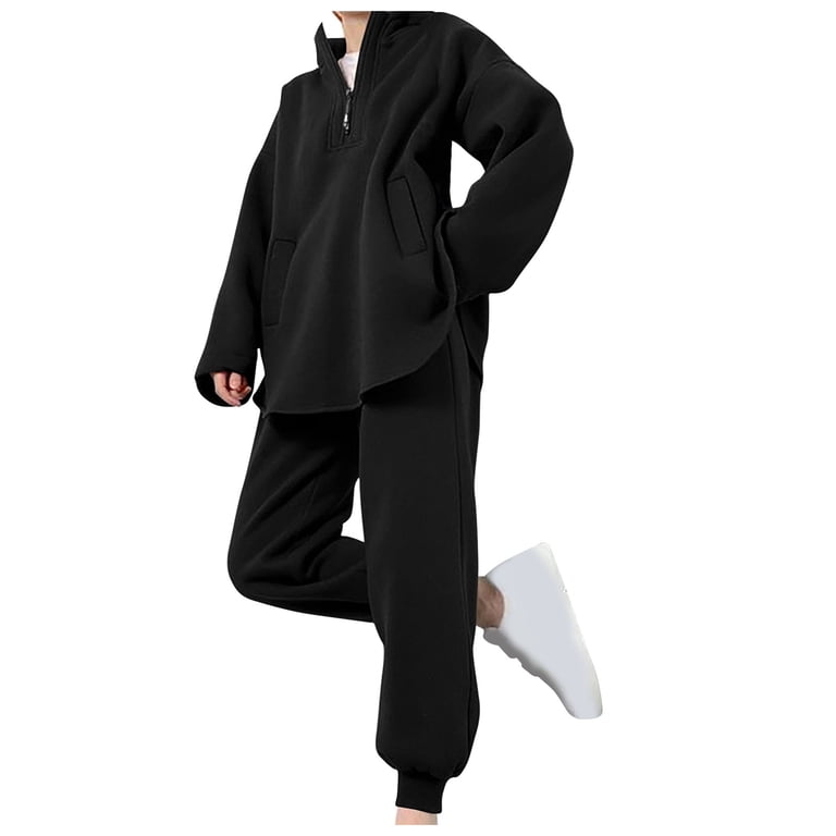 Piece Outfits Women Sale Fleece Lined Tracksuit Set Half Zip