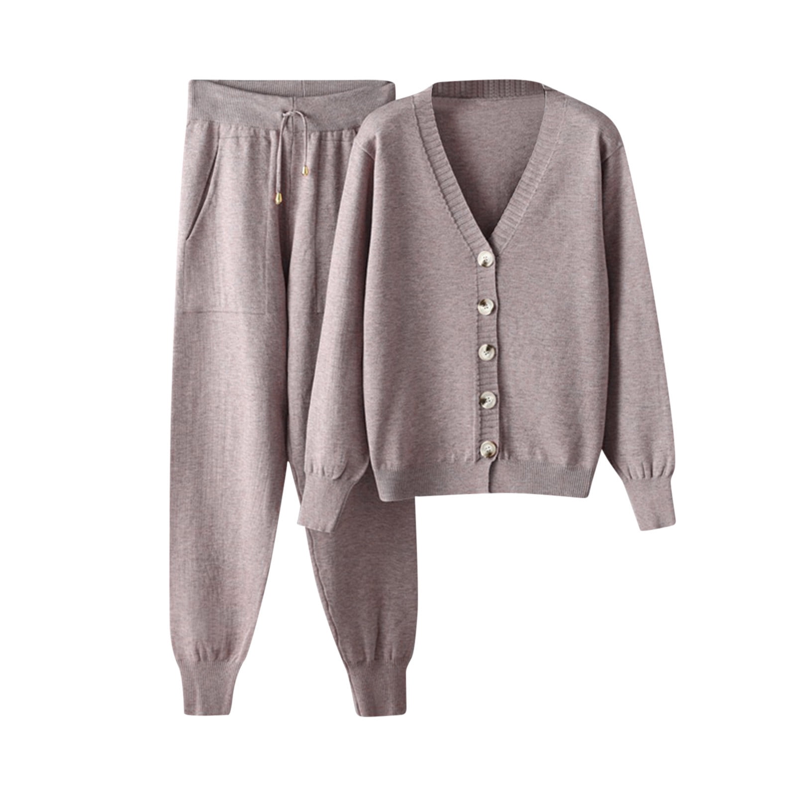 Black & White Top And  Joggers Two- Piece Knitted Set