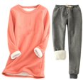 thumbnail image 1 of 2 Piece Outfits For Women Sweatshirts Sets Solid Color With Thickened Insulation Long Sleeved And Pocket Round Neck Fall Dark Gray Jogger Sweat Pants Set S-5XL, 1 of 3