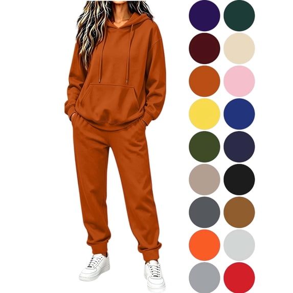 2 Piece Outfits Women's Sweatsuits Hoodies Lounge Sets Fall Oversized Drawstring Wide Leg Pants Sweatpants with Pockets Clothes
