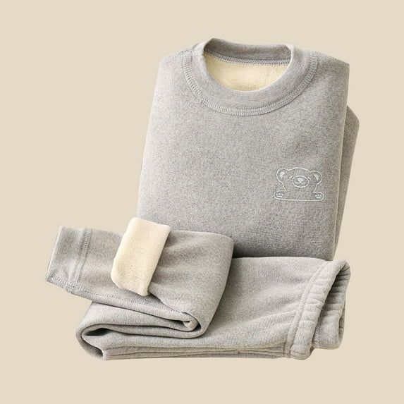 2 Piece Outfits for Boys Girls Winter Warm Pajama Set Sherpa Fleece Lined Tracksuits Toddler Kids 1-7T (5-6 Years, Gray)