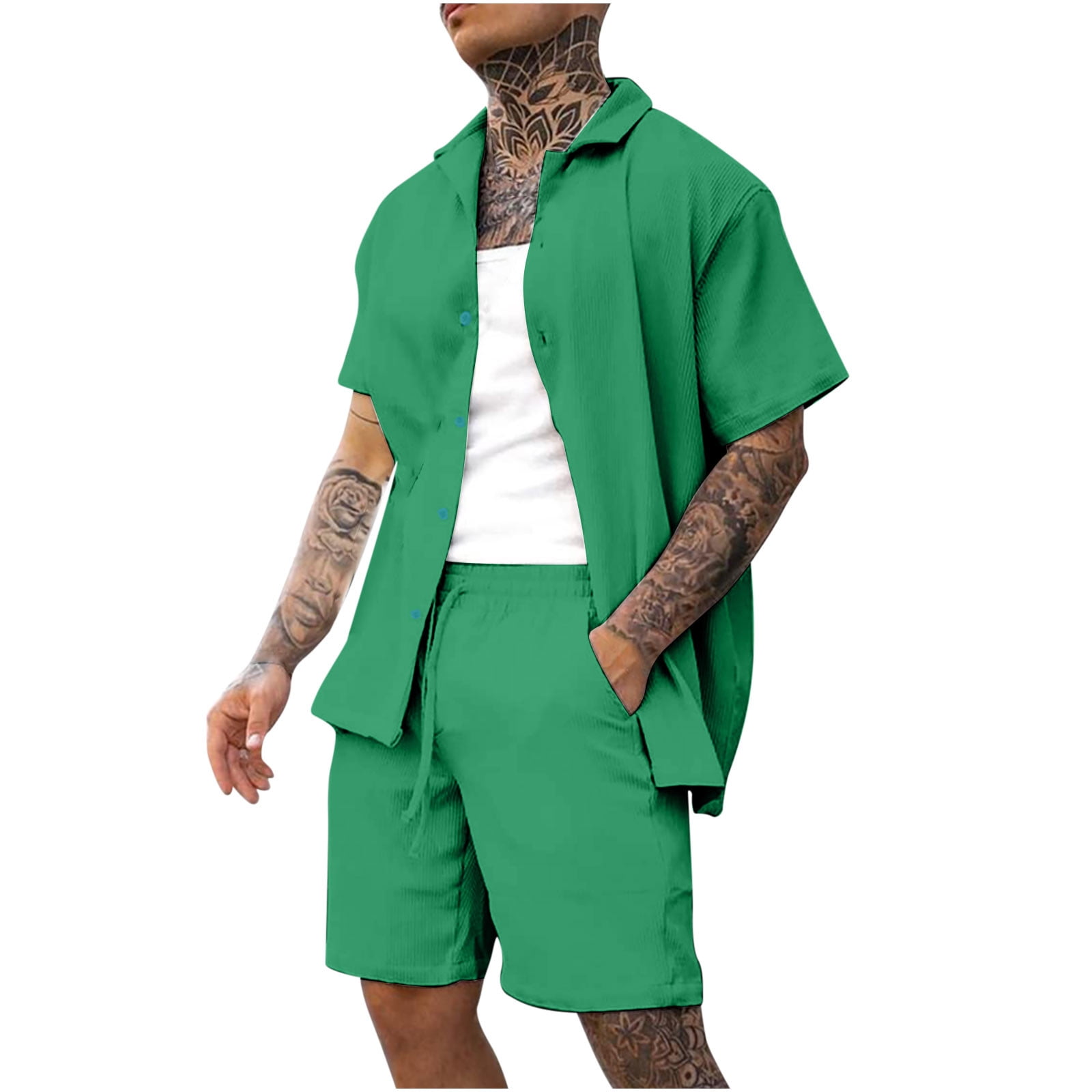 Matching button up and shorts sale