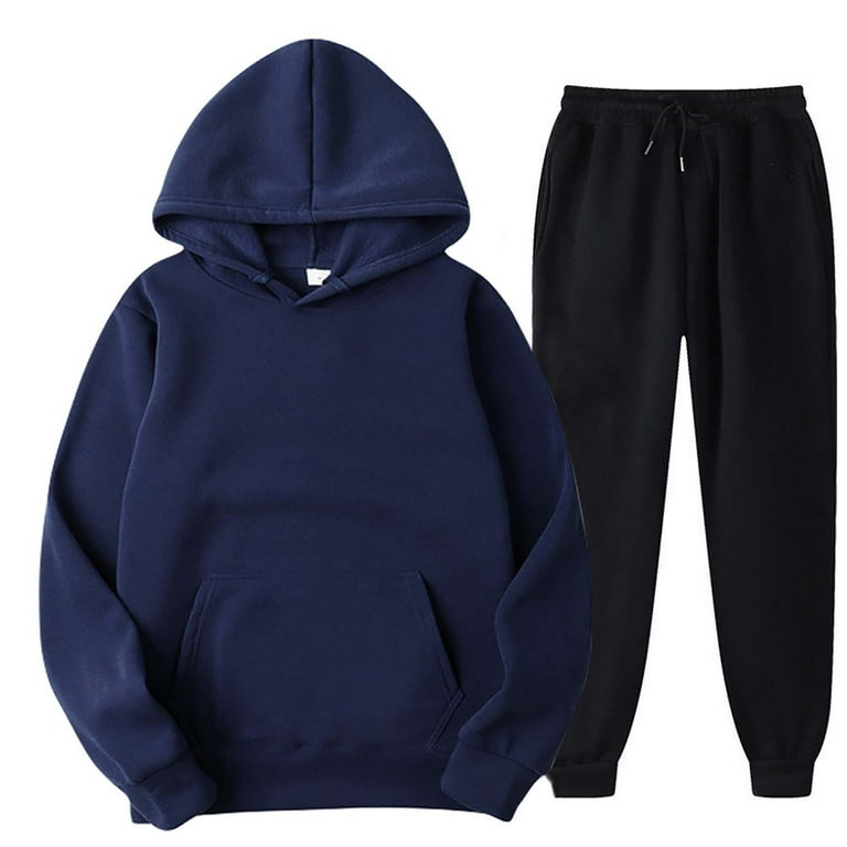 UnIsex Tracksuit 2 Piece Set Fasion casual Solid Color Hoodies with Pokets  Elastic Waist Sweatpants loose Sports Suit : : Clothing, Shoes 