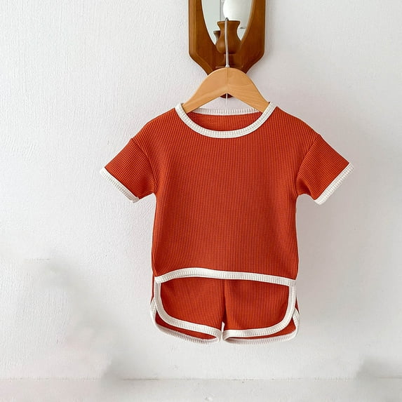 2 Piece Outfits for Toddlers Kids Going-Out Sets 4M-3Y Newborn Boys Casual Short Sleeve T-Shirts and Shorts Comfort Cotton Loungewear Set