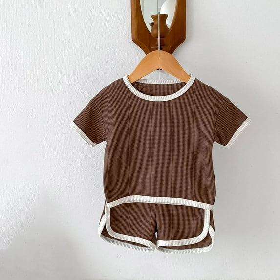 2 Piece Outfits for Toddlers Kids Going-Out Sets 4M-3Y Newborn Boys Casual Short Sleeve T-Shirts and Shorts Comfort Cotton Loungewear Set