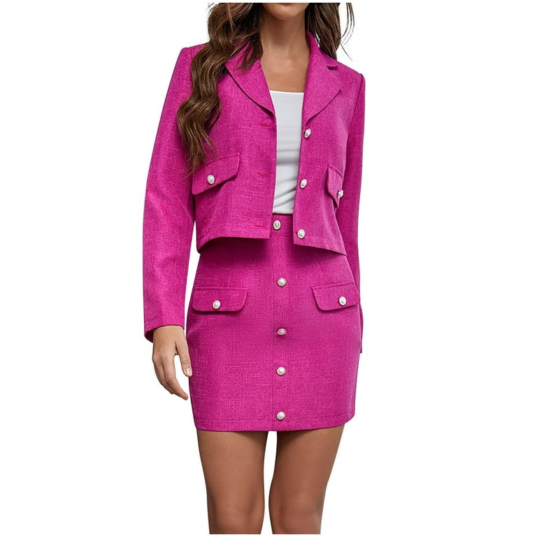 2 Piece Outfits for Women Casual Long Sleeve Open Front Blazer Coat and  High Waist Mini Skirt Set Business Suit Sets