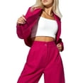 thumbnail image 1 of 2 Piece Outfits for Women Dressy Blazer Jackets High Waisted Straight Leg Pants Suits Set Business Casual Rose Red XXL, 1 of 9