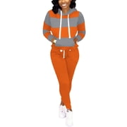 2 Piece Outfits for Women Jogging Suits Tracksuit Sweatsuit Lounge Set Hoodie Sweatshirt Pant Sets Orange Gray S