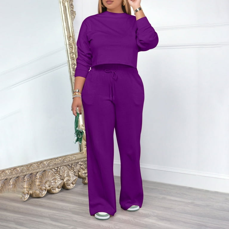 2 Piece Outfits for Women Long Sleeve Pullover Sweater Pants