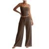 thumbnail image 1 of 2 Piece Outfits for Women Slim Fit Spaghetti Strap Tank Tops and Straight Leg Pants with Pockets Summer Lounge Sets S-XL, 1 of 9