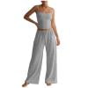 thumbnail image 1 of 2 Piece Outfits for Women Slim Fit Spaghetti Strap Tank Tops and Straight Leg Pants with Pockets Summer Lounge Sets S-XL, 1 of 9