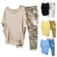 thumbnail image 1 of 2 Piece Outfits for Women Summer Cotton Linen Set Elastic Waist Joggers Pants Half Sleeve Round Neck Oversized Tops Casual Plus Size Sets, 1 of 1
