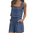 thumbnail image 1 of 2 Piece Outfits for Women Summer Cotton Sleeveless Tank Tops and Short Two Piece Sets, 1 of 7