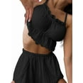 thumbnail image 1 of 2 Piece Outfits for Women Y2k Lounge Set Cute Lace Trim Split Shorts Pajama Sets Summer Camisole Sleepwear Black L, 1 of 7