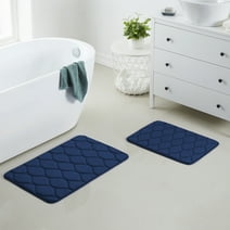 2 Piece Oval Design Memory Foam Bathroom Rug Set Non-Slip PVC Backing
