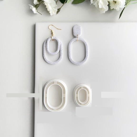 2 Piece Oval Polymer Clay Cutters Set - Precision Molds for Jewelry Making, Compatible with Polymer Clay, Epoxy Resin, and Air Dry Clay for Handmade Earrings and Craft Projects