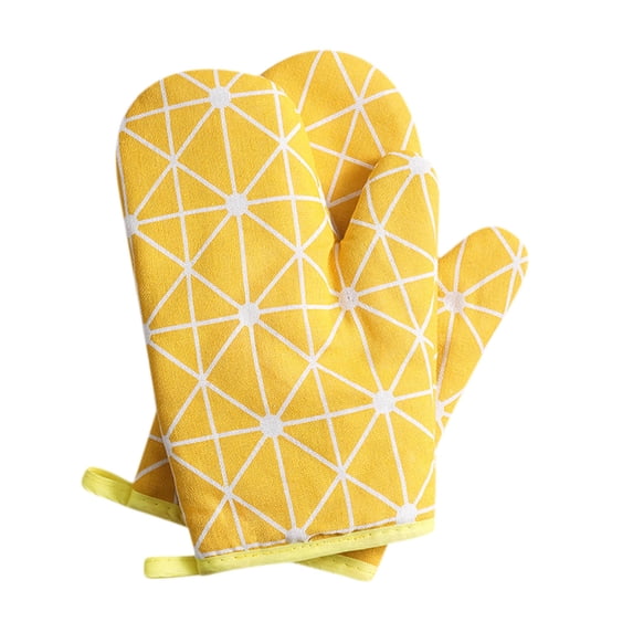2 Piece Oven Mitts, Heat Resistant Thick Padded, for Baking Cooking BBQ and Hot Pots, Kitchen Oven Mitt, Yellow, 10.2"x5.1"