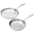 thumbnail image 1 of 2-Piece Oven Safe, Riveted Handle Stainless Steel Induction Frying Pan Set - Silver, 8-inch & 10-inch, 1 of 6