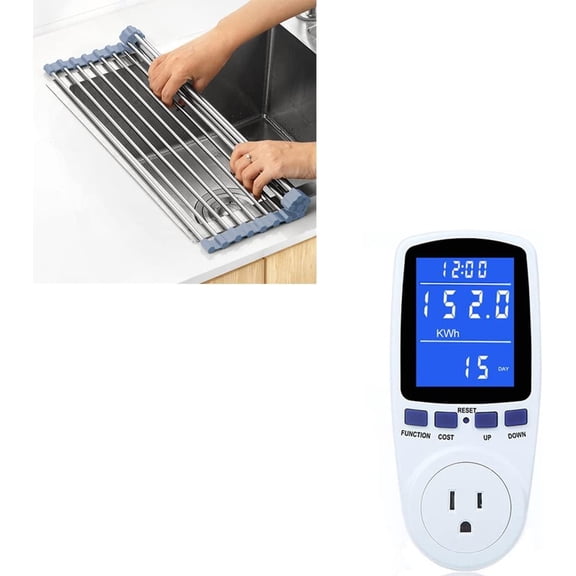 2 Piece Over The Sink Dish Drying Rack And Upgraded Watt Power Meter Plug