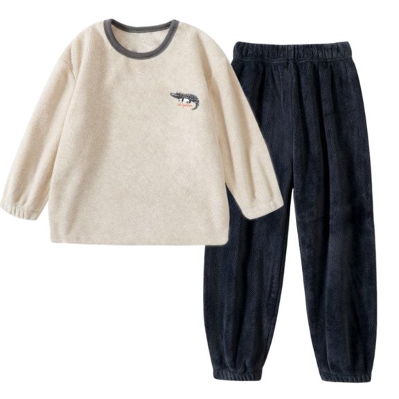 2 Piece Pajama Set Girls Boys Soft Fuzzy Flannel Fleece Loungewear Long Sleeve Sleepwear Warm Winter Outfits (9 Years, Coffee)
