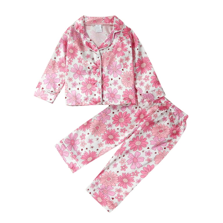 Girls silk Pajamas Set Kid's Silk Pajamas Girls' Cute Long Sleeves Sil
